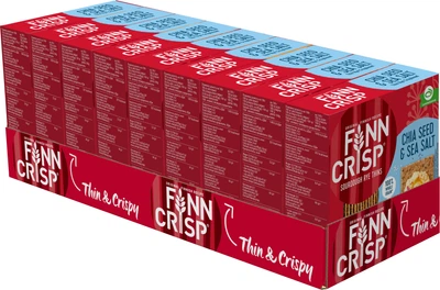 Упаковка сухариков Finn Crisp Ржаные цельнозерновые с чиа и морской солью 195 г х 9 шт (16417700290876)