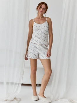 Піжама (майка + шорти) жіноча бавовняна BARWA garments 0367/368 M Молочна (2113673682126)