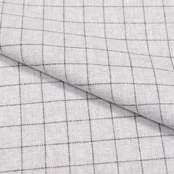 Тканина сорочкова фланель меланж світло-сіра у чорну клітинку (155г/м.кв150см пог.м) 186286