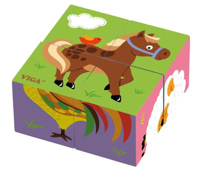 Drewniane puzzle - kostki Viga Farma 50835 (6934510508357)