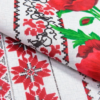 Ткань скатертная рогожка маки (160г/м.кв150см пог.м) 181835