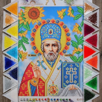 Набір для вишивання бісером Art-Millennium. N-0332 Миколай Чудотворець 27х37 см