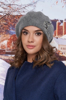 Берет Braxton «Кассия» с вышивкой из камней, темно-серый (6026)