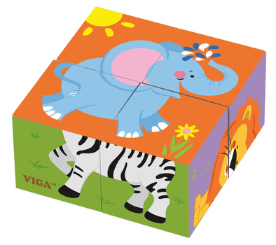 Drewniane puzzle - kostki Viga Zoo 50836 (6934510508364)
