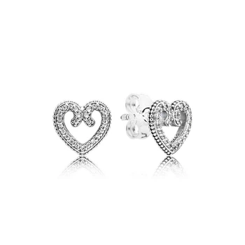 Срібні сережки «Ажурні серце» Пандора Pandora 297099CZ