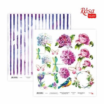 Комплект 25 шт. Папір для скрапбукінгу „Floral Poem“ 19, двосторонній, 30,48х30,48см, 200г/м2, ROSA TALENT 5316031 4823064954203