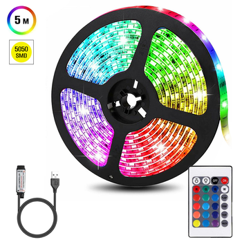 Светодиодная лента INSPIRE 5050RGB LED USB 5м + пульт (24-Key-IR-Controllor5050RGB-LED-5M) (24ir50r5)