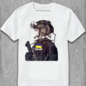 Футболка military Дівчата працюють. Арт в стилі аніме PG00107 goodreclama XXL Білий