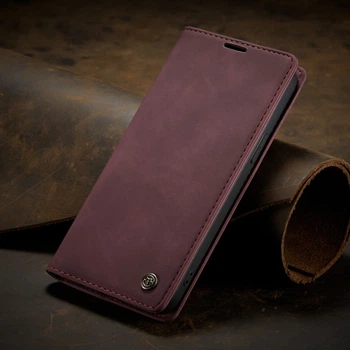 Чехол-книжка CaseMe из нубука для iPhone 14 Бордовый