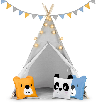 Namiot tipi dla dzieci Nukido z lampką szary (5903890609597)
