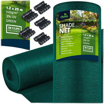 Siatka cieniująca Plonos 1.2x25m 140g/m2 Zielona (454001)