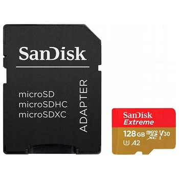 Карта памяти MicroSDXC 128GB UHS-I U3 R190/W90MB/s SanDisk Extreme V30 + SD-адаптер (SDSQXAA-128G-GN