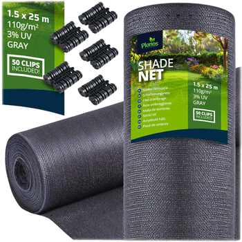 Siatka cieniująca Plonos 1.5x25m 110g/m2 Szara (454200)