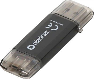 Флеш память Platinet C-Depo 64GB 2IN1 USB-A 3.2 + USB-C Black (PMFC64B)