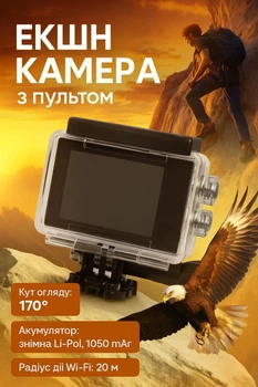 Экшн камера Eken H9R 4K с пультом дистанционного управления и Wi-Fi