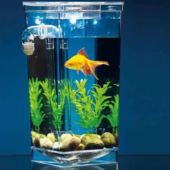 Акваріум для рибок із системою самоочищення fish tank HA-149 Декор та світлодіодне підсвічування 2л