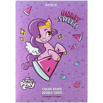 Папір кольоровий двосторонній Kite My Little Pony А4 (15арк/15кол) (LP24-250)