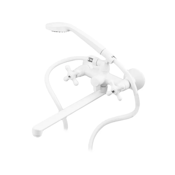 Смеситель для ванны Plamix Pablo -140 EURO SET White (с шлангом и лейкой) (PM0670)