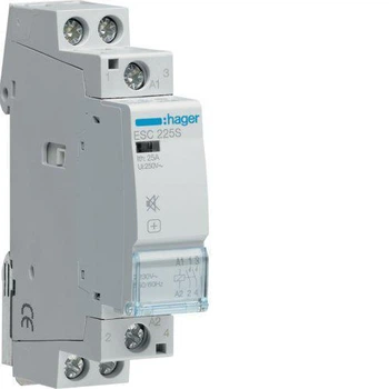 Модульный контактор бесшумный 230V Hager ESC225S 25A 2NO(НО) 2 нормально разомкнутых контакта