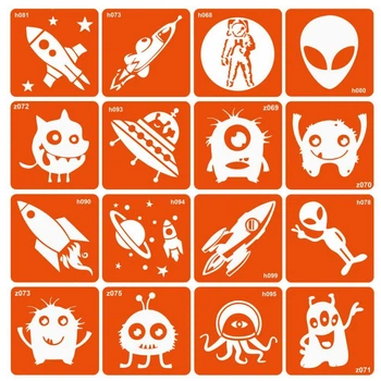 Набор трафаретов для биотату "Monsters and rockets"