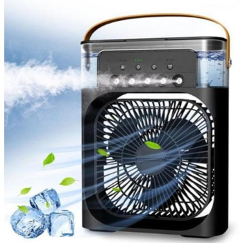 Вентилятор портативний кондиціонер з водяним охолодженням Air Cooler Fan 4в1 Нічник зволожувач з LED підсвічуванням Black