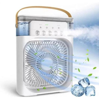 Вентилятор портативний кондиціонер з водяним охолодженням Air Cooler Fan 4в1 Нічник зволожувач з LED підсвічуванням White
