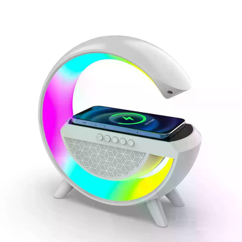 Портативная колонка с RGB-подсветкой BT/TF/Wireless Charger/USB/FM/AUX 5 Вт, белый