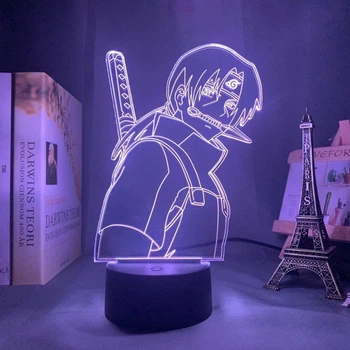 Светильник с 3D эффектом led лампа Итачи Учиха из аниме Наруто Naruto ночник с пультом (100029.28)