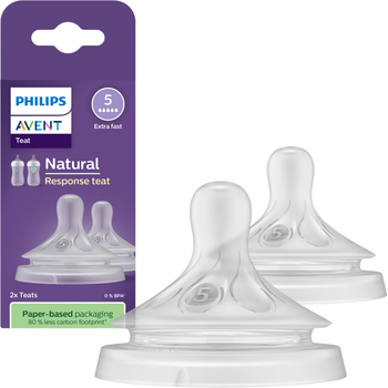Силіконова соска Philips Avent Natural швидкий потік 6+ міс 2 шт (SCY965/02) (8710103985150)