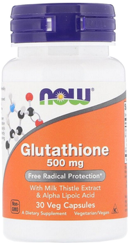 Glutation Now Foods 500 mg 30 kapsułek (733739001757)