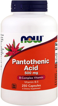 Witaminy Now Foods Kwas pantotenowy (B5) 500 mg 250 kapsułek (733739004888)