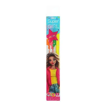 Набір олівців графітових SUPER GIRL HB, з гумкою, 4 штуки ZIBI (ZB.2318)