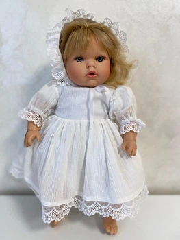 Іспанська вінілова лялька Nines D'Onil TITA SPRING BLONDE white dress 45 см