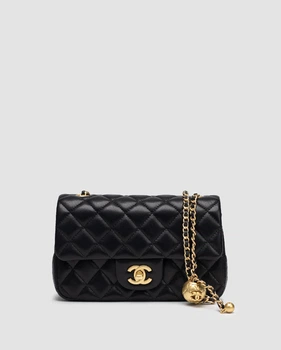 Cумка жіноча з фурнітерою в стилі Chanel Classic 1.55 Small Single Flap in Black