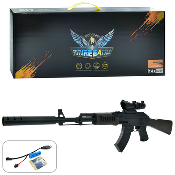 Автомат АК-47 на акумуляторі стріляє орбізами Орбіган PUBG Приціл Акумулятор автомат на гелевих кульках Розмір 87 см