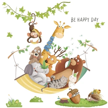 Вінілова наклейка Звірі на відпочинку Be Happy Day (лист 60 х 90 см) Б35 ZDB-2245