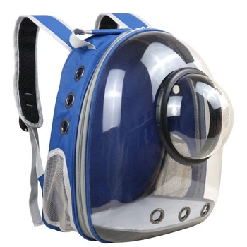 Рюкзак для переноски животных с иллюминатором CosmoPet CP-101 для кошек и собак Clear Dark Blue
