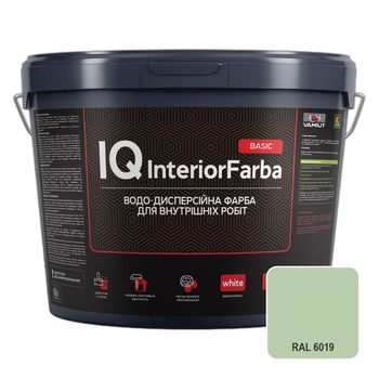 Інтер’єрна фарба VAMIUT IQ InteriorFarba BASIC, RAL 6019 (Пастельний зелений), 10 л.