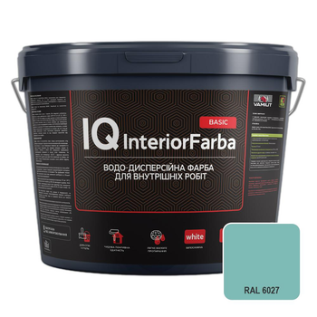 Інтер’єрна фарба VAMIUT IQ InteriorFarba BASIC, RAL 6027 (М’ятна свіжість), 10 л.