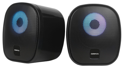 System akustyczny Omega Speaker 6W RMS RGB USB 3.5 mm Audio Black Round (5907595461481)