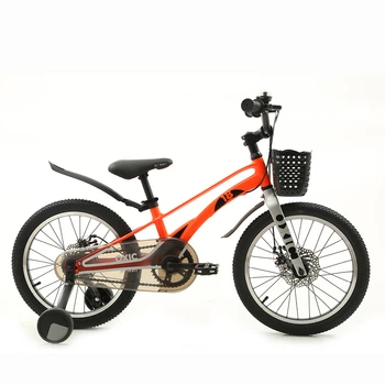 Детский велосипед PROF1 MB 18OXIC NEON ORANGE 18" дюймов, магниевая рама, страховочные колеса, корзинка на руле, оранжевый