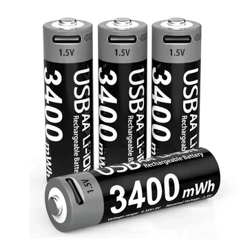 Аккумуляторы MATOV USB Li-ion AA 1,5 В литиевые батареи с USB-кабелем, 4 шт