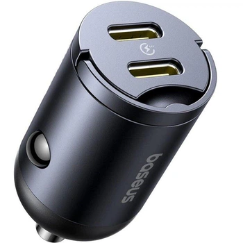 Автомобильное зарядное устройство Baseus Tiny Star Mini Car Charge (2 Type-C, 30W+30W, QC/PD). Black