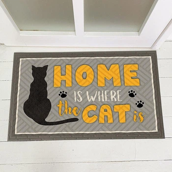 Коврик придверный с принтом "Home is where the cat is"