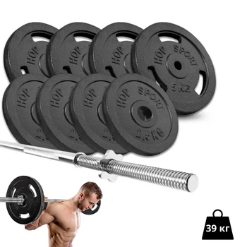Штанга STRONG 39 кг с прямым грифом набор для домашних тренировок