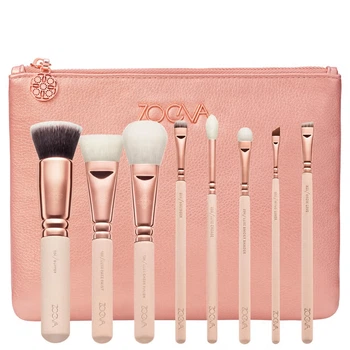 Подарочный набор кистей ZOEVA Rose Golden Vol. 2 в розовом оттенке 8 шт и косметичка