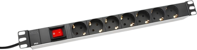 Blok gniazdek elektrycznych do szaf rack Digitus DN-95402 na 7 gniazd Schuko 2 m Black (4016032266402)