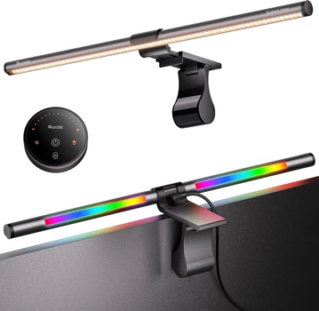Светодиодная лампа для мониторов Quntis 51 см 9W с подсветкой RGB и пультом дистанционного управления, 4-х цветовыми температурами и регулируемой яркостью. [Класс энергопотребления A]