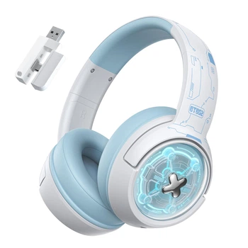 Ігрові бездротові навушники Onikuma GT802I с подсветкой, микрофоном, Hi-Fi, Bluetooth + 2.4G, для ПК, PS4, PS5, телефона White