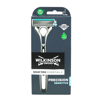 Бритва для гоління чоловіча Wilkinson Sword Quattro Titanium Sensitive 4 леза 1 шт + картридж 1 шт